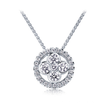 Round CZ 925 Silver Pendants Necklace Jewelry for Girls